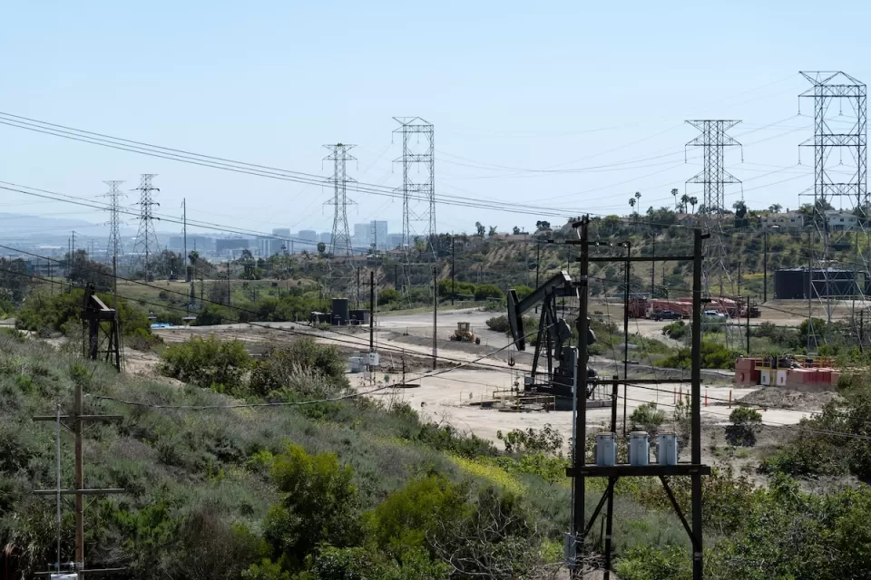 View of Inglewood Oil Field in Los Angeles County, California.